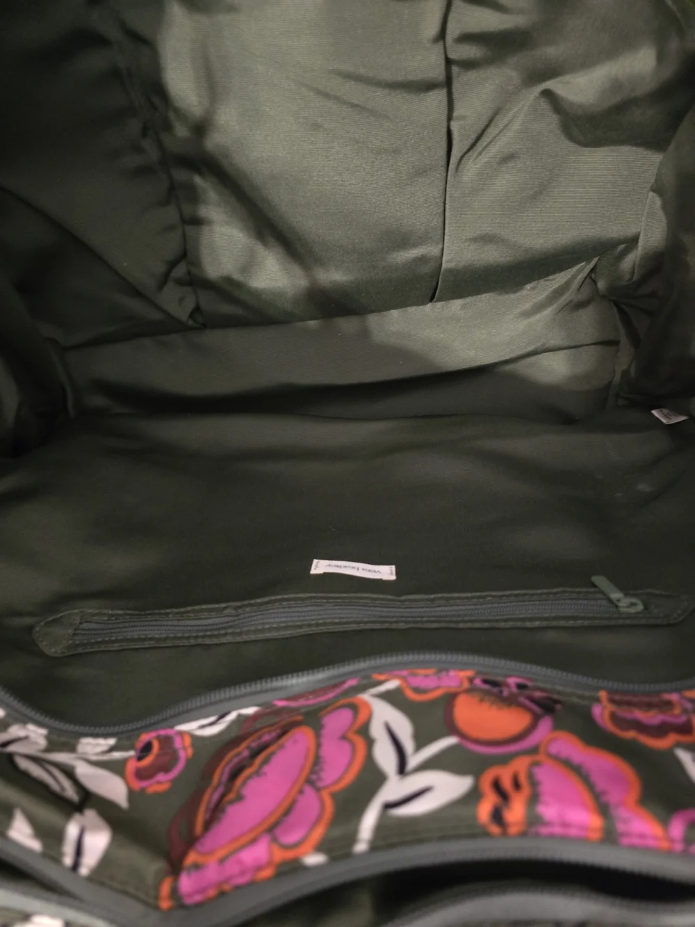 Vera Bradley Knollton Travel Tote -Olive Tote with Pink & Orange Floral Print
